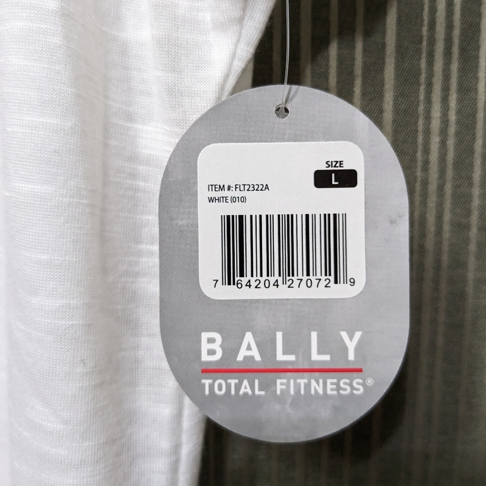 Womens L White Bally Active T Scoop neck, mesh trim, short sleeve - Picture 4 of 5